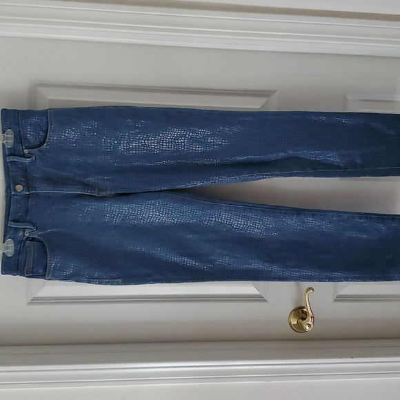 Good American Indigo Snake Print Shiny High-rise Jeans Size 12/31 - Picture 1 of 14